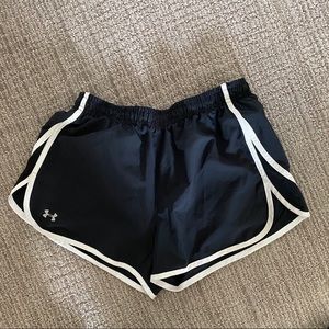Under Armour black and white running shorts